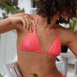 NWT AERIE | Shine Rib String Triangle Bikini Swim Top | Sz. XS